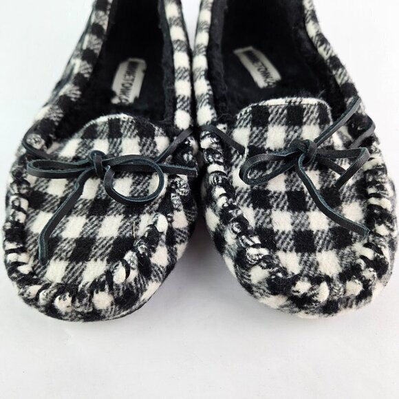 Minnetonka Petra Trapper Black/White Buffalo Plaid Moccasin Loafer Flat 8 44246 - Picture 4 of 10
